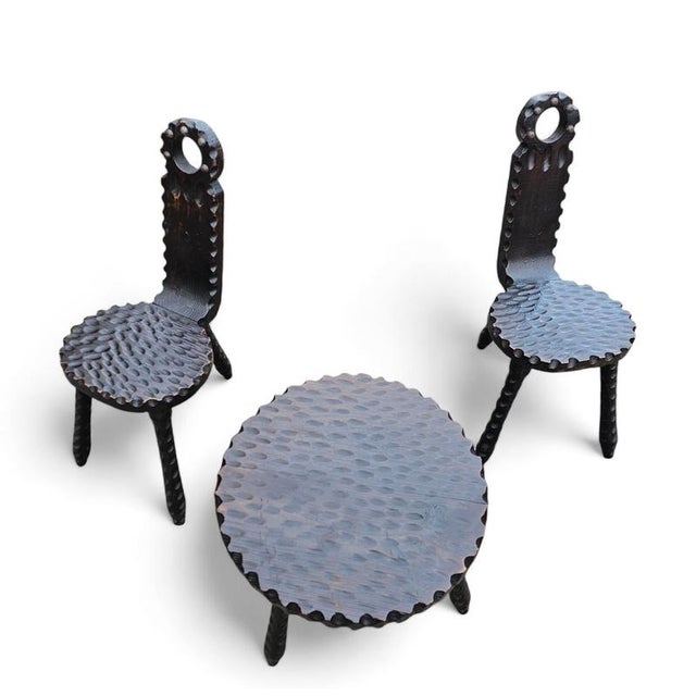 Brutalist Chairs and Side Table, Spain, 1970s, Set of 3 For Sale - Image 13 of 18
