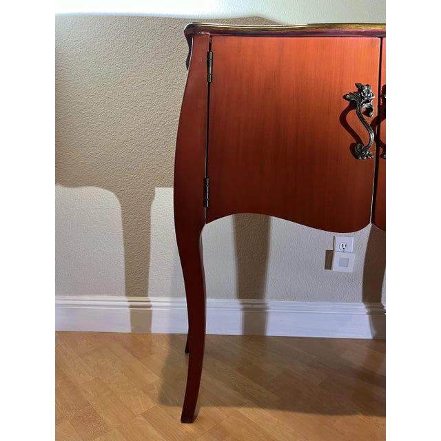 Mid 20th Century Vintage Red Chinese Console French Style Cabinet For Sale - Image 4 of 9