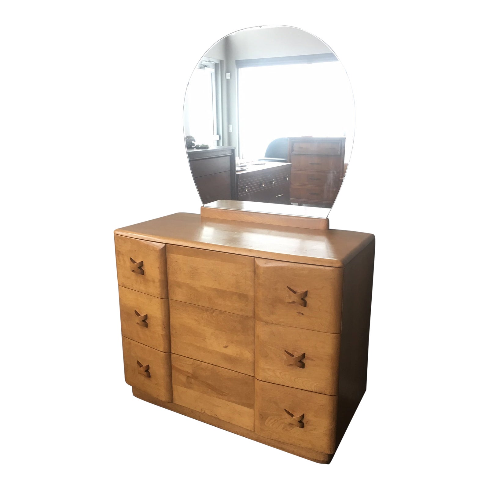 Vintage Mid Century Modern Heywood Wakefield Rio 3 Drawer Dresser With Mirror