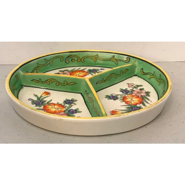 Vintage Japanese Hand Painted Divided Dish For Sale - Image 4 of 8