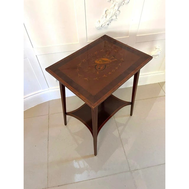 Antique Edwardian Mahogany Inlaid Lamp Table, 1900 For Sale - Image 6 of 13