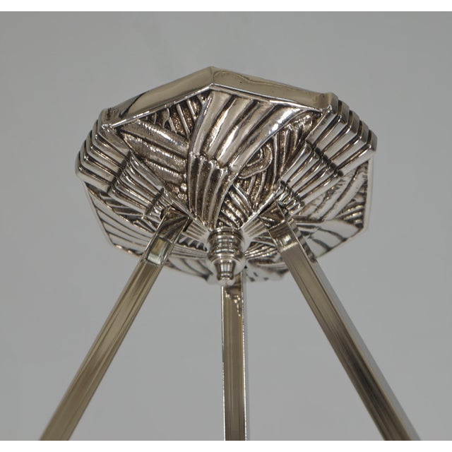 Transparent French Art Deco Pendant Light by Hettier Et Vincent & Baccarat - 1920s France For Sale - Image 8 of 11