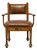 Early 20th Century English Burl Wood Armchair with Leather Upholstery and Turned Disc Feet For Sale