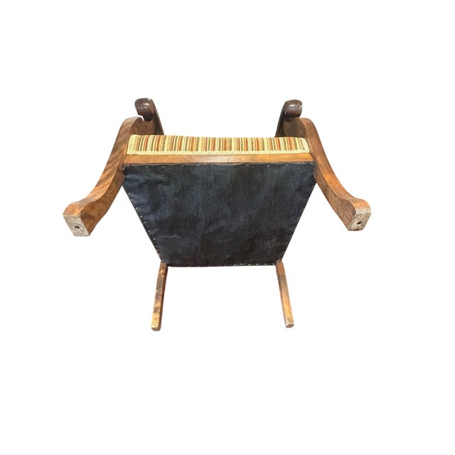 Pair of Antique American Empire Walnut Scroll Arm Upholstered Library Chairs, C. 1840–1870, Set of 2 For Sale - Image 11 of 12