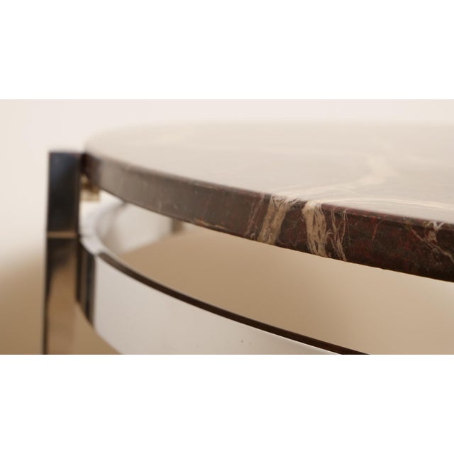 Vintage Round Coffee Table in Marble and Chrome For Sale - Image 9 of 13