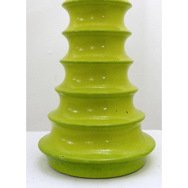 Green Ceramic Table Lamp, 1970s For Sale - Image 9 of 10