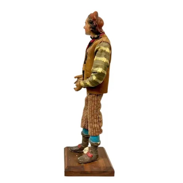 Wood 18th Century Neapolitan Crèche Figure, Terracotta & Wood Man With Red Beret For Sale - Image 7 of 10