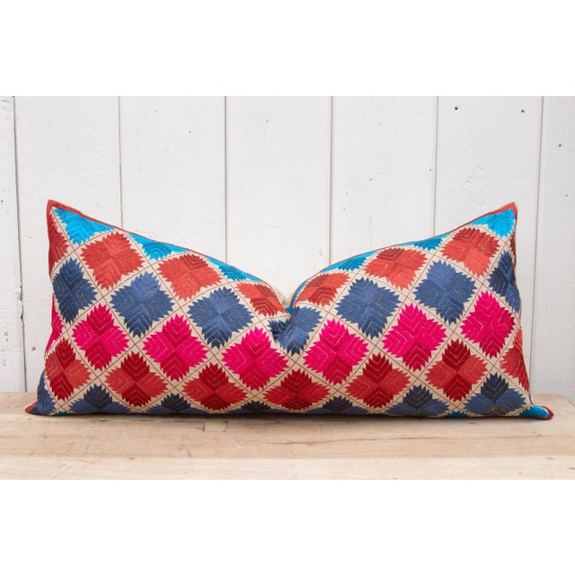 Textile Swati Embroidered Phulkari Pillow Cover For Sale - Image 7 of 10