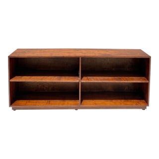 Mid-Century Modern Solid Wood Bookcase on Plinth Base For Sale