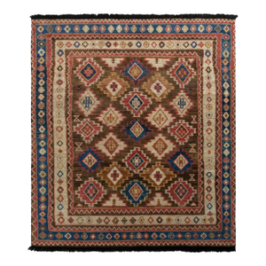 Rug & Kilim’s Tribal Style Rug in Beige-Brown All Over Geometric Pattern