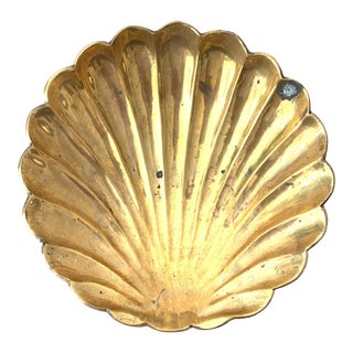 Solid Brass Shell Footed Dish/Catchall For Sale