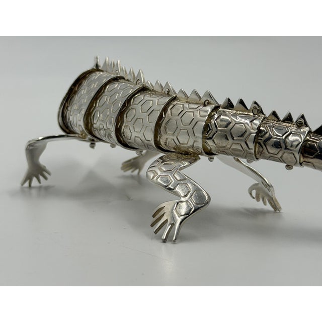 Emilia Castillo Articulated Silver-Plated Brass Lizard Sculpture, Mexico 1980's For Sale - Image 11 of 18
