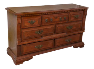 Mid-Century Modern 7-Drawer Bureau With Brass Hardware