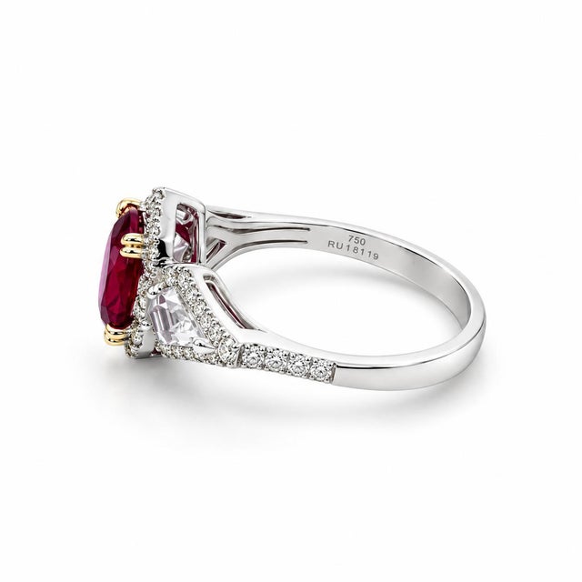 Early 21st Century Gorgeous 18k White Gold 1.61ct No Heat Ruby Diamond Ring, Size 6.5 For Sale - Image 5 of 6