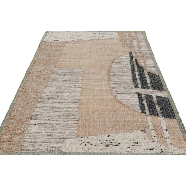 2010s Rug & Kilim’s Abstract Flatweave With Beige, Cream, and Black Geometric Patterns For Sale - Image 5 of 7