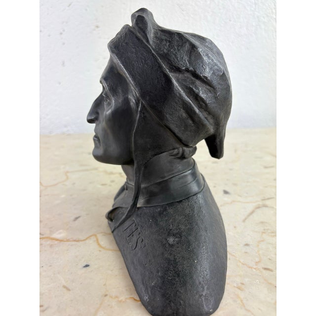 Vintage Terra-Cotta Bust of Dante’s For Sale - Image 4 of 11
