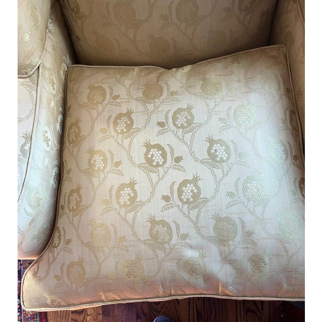 Vintage or Antique Silk Damask Wing Chair For Sale - Image 4 of 5