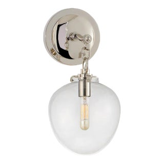 Thomas O'Brien for Visual Comfort Signature Katie Small Acorn Sconce in Polished Nickel with Clear Glass For Sale