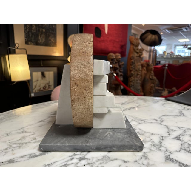Carrara Marble & Burgundy Stone Sculpture by Avoscan For Sale - Image 4 of 7