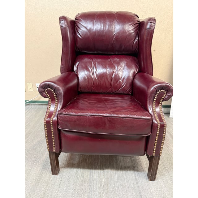 1980s Bradington Young Chippendale Hi-Leg Recliner, Burgundy For Sale - Image 5 of 12