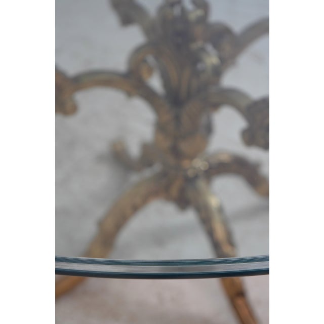 Hollywood Regency Brass & Round Glass Pedestal 54 Inch Dining Table For Sale - Image 4 of 11