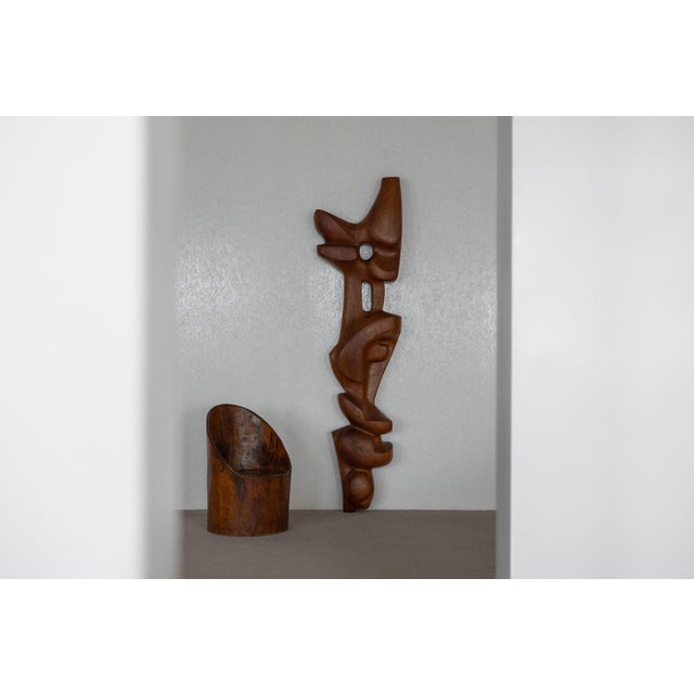 Abstract Modern Totem Wall Sculpture in Teak, 1960 For Sale - Image 3 of 15