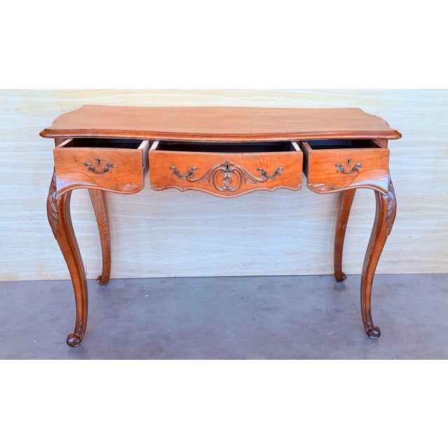 Brown 20th Century Wood French Louis XV Style Writing Desk, 1920 For Sale - Image 8 of 18