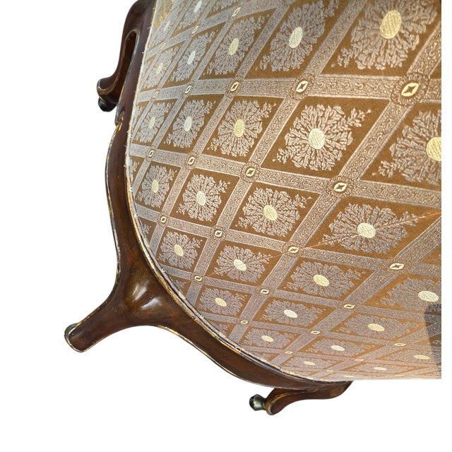 1990s Marge Carson Boudoir Lounge Accent Chair French Tuffed Wingback Armchair Regency For Sale - Image 13 of 14