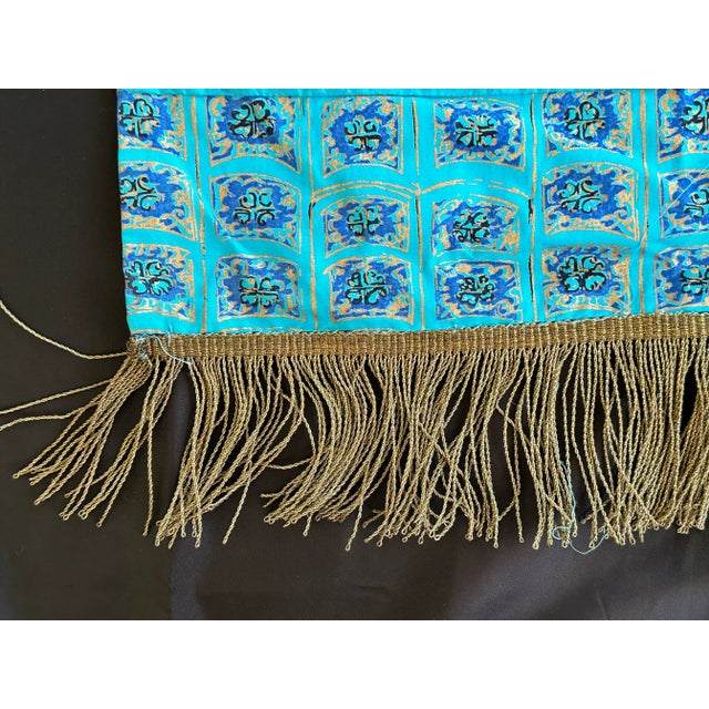 Vintage Silk Table Runner With Gold Bullion Tassels For Sale - Image 11 of 11