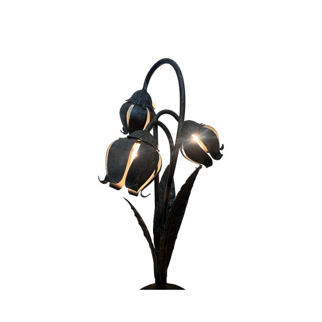 1970s Tulip Lamps Metal Architectural Salvage Iron Hans Kogl Style Industrial Hollywood Regency - a Pair For Sale - Image 9 of 12