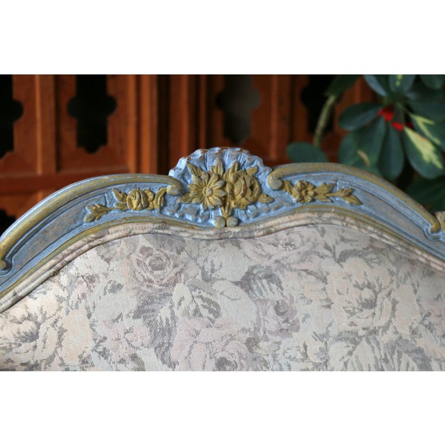 Pair of Mid 20th Century Louis XV Wingback Bergère Armchairs – Floral Upholstery For Sale - Image 13 of 18