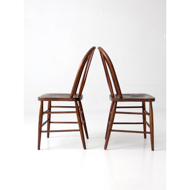 Vintage Windsor Bow Back Dining Chairs by Square Brand Pair For Sale - Image 4 of 18