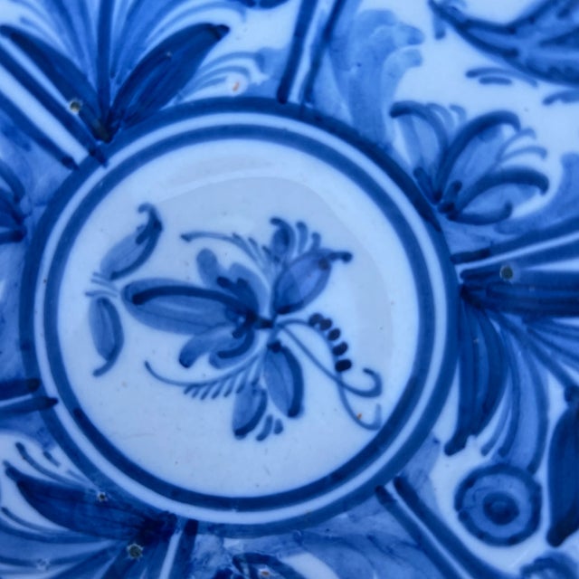 A Vintage Guertes Sevilla Talavera Blue and White Decorated Plate, Spain, Circa 1970's Made in Sevilla, Andalucía, España...