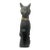 Black & Gold Ceramic 8.5” Egyptian Bastet Cat Sculpture For Sale