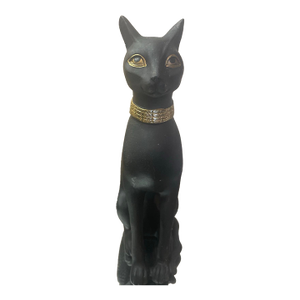 Black & Gold Ceramic 8.5” Egyptian Bastet Cat Sculpture