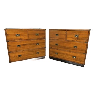 C. 1970s French Campaign Style Chests - A Pair For Sale