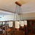 Mid 20th Century Danish Modern Teak & Brass 6-Light Chandelier With Textured Glass Shades For Sale In Cleveland - Image 6 of 12