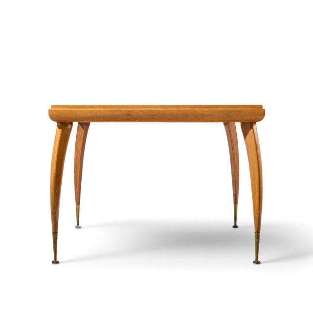 Gio Ponti Gio Ponti Style Mid Century Italian Walnut and Brass Expanding Dining Table With 2 Leaves For Sale - Image 4 of 13