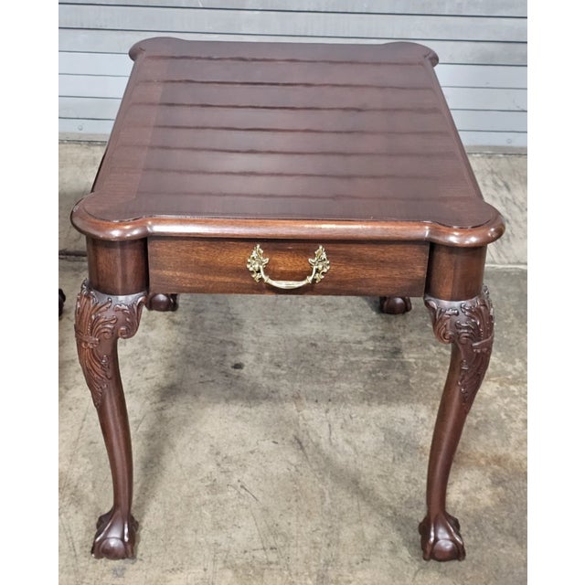 2000 - 2009 Pair Henkel Harris Chippendale Style Mahogany Claw & Ball Side Tables End Table For Sale - Image 5 of 14