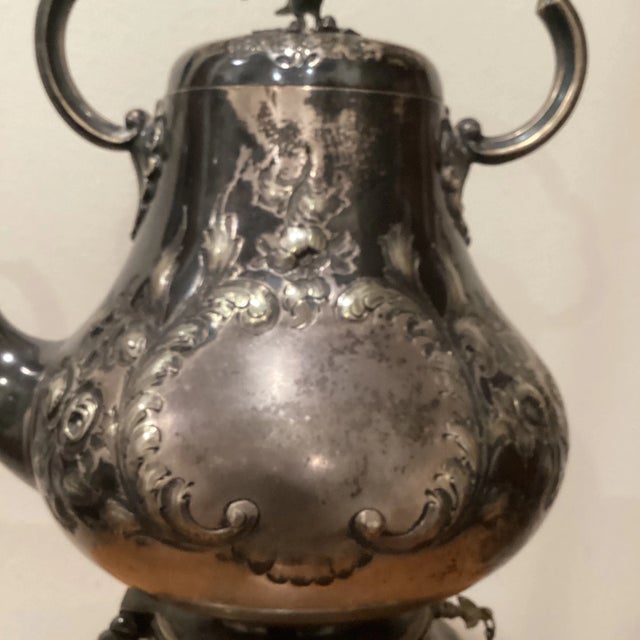 Victorian Antique Victorian Silver Plate Kettle With Original Decorative Burner Circa 1880 For Sale - Image 3 of 12