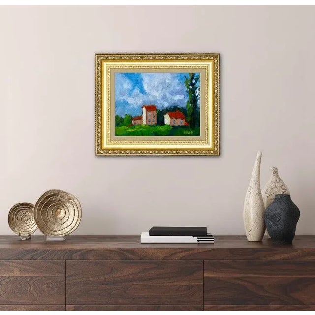 Contemporary Modern Expressionist Oil Painting, Farm & Rural Landscape For Sale - Image 3 of 6
