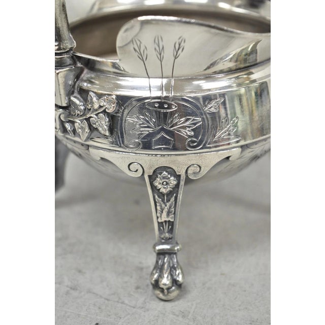 Traditional Antique John Carrow English Regency Silver Plated Paw Foot Etched Sugar Bowl For Sale - Image 3 of 12