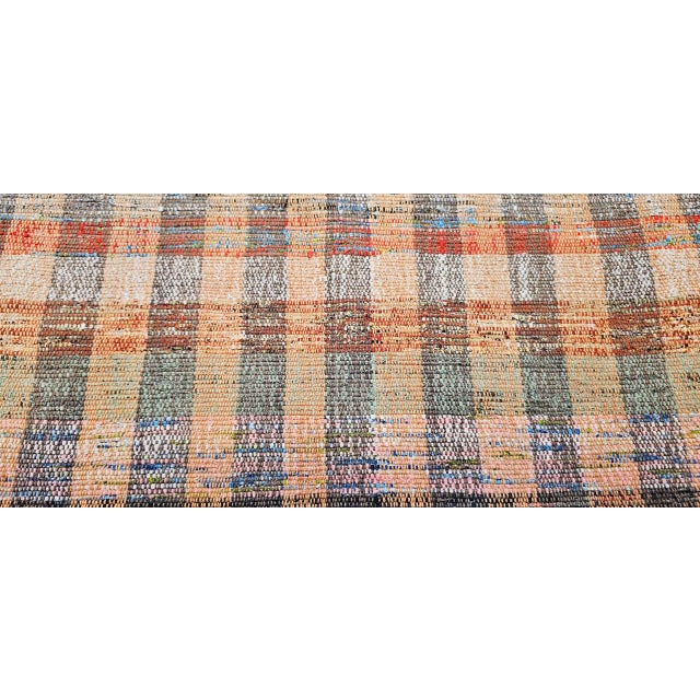 Vintage 1920s American Rag Runner, Handwoven Wool & Cotton Stripes, 4x9 For Sale - Image 14 of 16