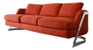 1980s Postmodern Chrome Frame Sofa by Bernhardt, Flair Line Milo Baughman Style