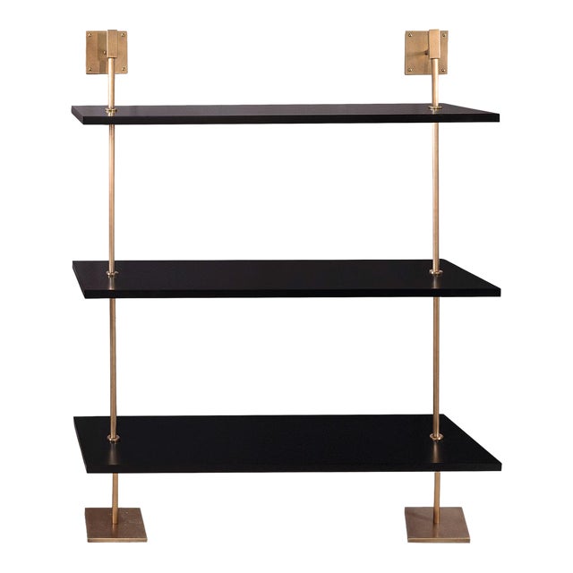 Marais 3Tier Black & Aged Brass Shelf 48"W Chairish