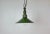 Industrial green enamel pendant light made in Poland during the 1960s. White enamel inside the shade. Green cast aluminium...