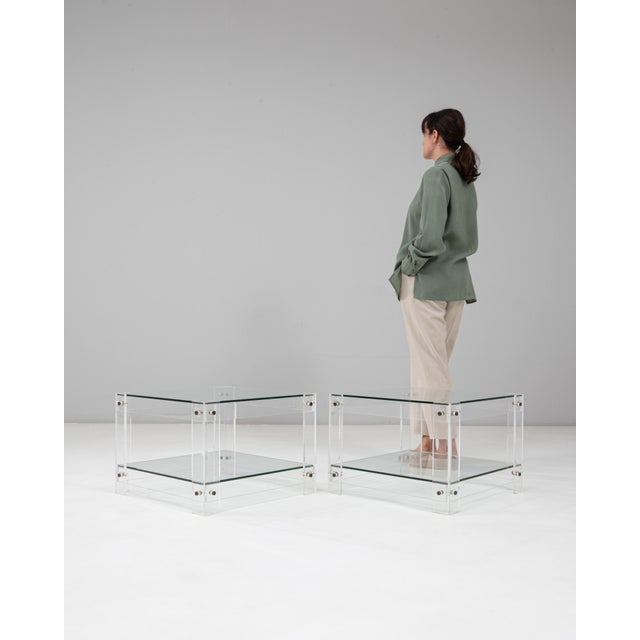 20th Century French Acrylic and Glass "Button Line" Side Tables - A Pair For Sale - Image 17 of 18