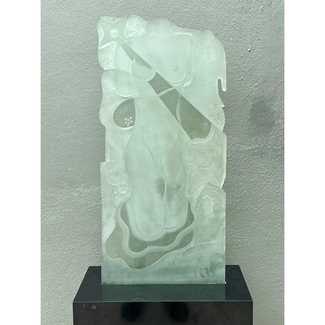Vintage 1937 Joris Minne Et Albert Algae Frosted Glass Sculpture For Sale - Image 13 of 14