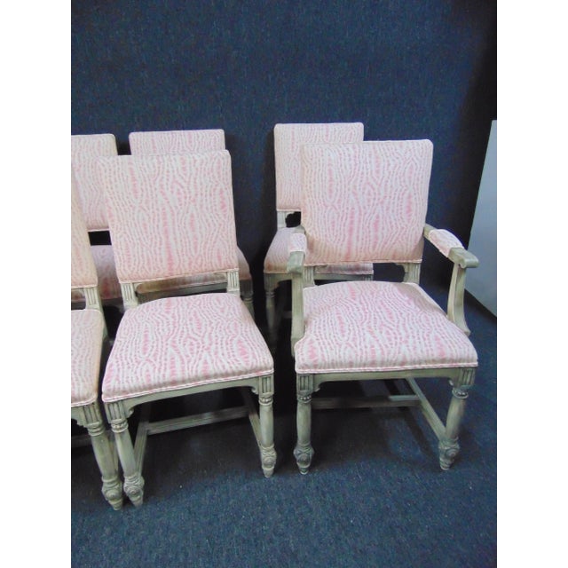 Victorian Gustavian Style Gray Painted Dining Chairs - Set of 8 For Sale - Image 4 of 12