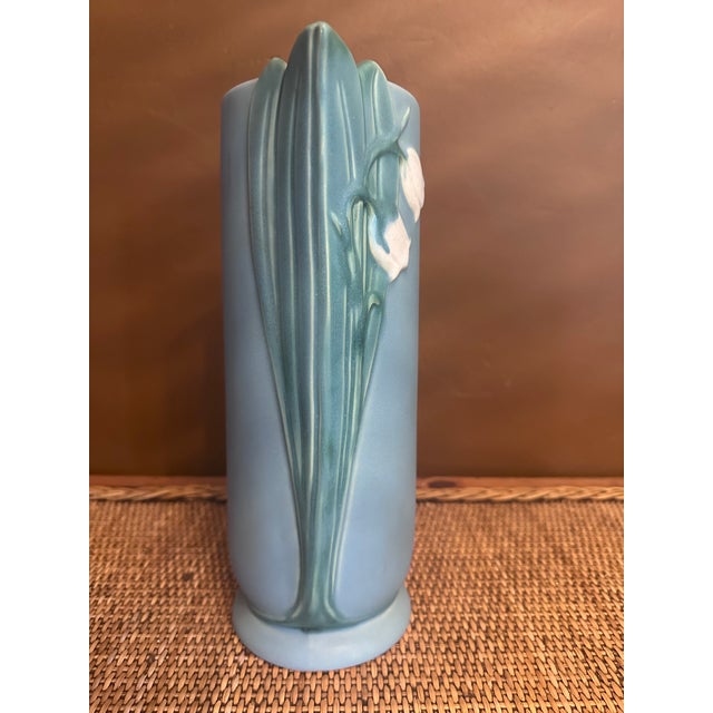 Weller Pottery Vintage Weller Art Pottery B-11 Lily of the Valley Blue 12" For Sale - Image 4 of 8